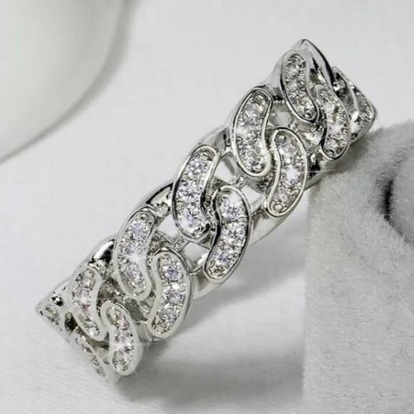 DIAMOND 925 STERLING SILVER ETERNITY RING - Picture 1 of 3